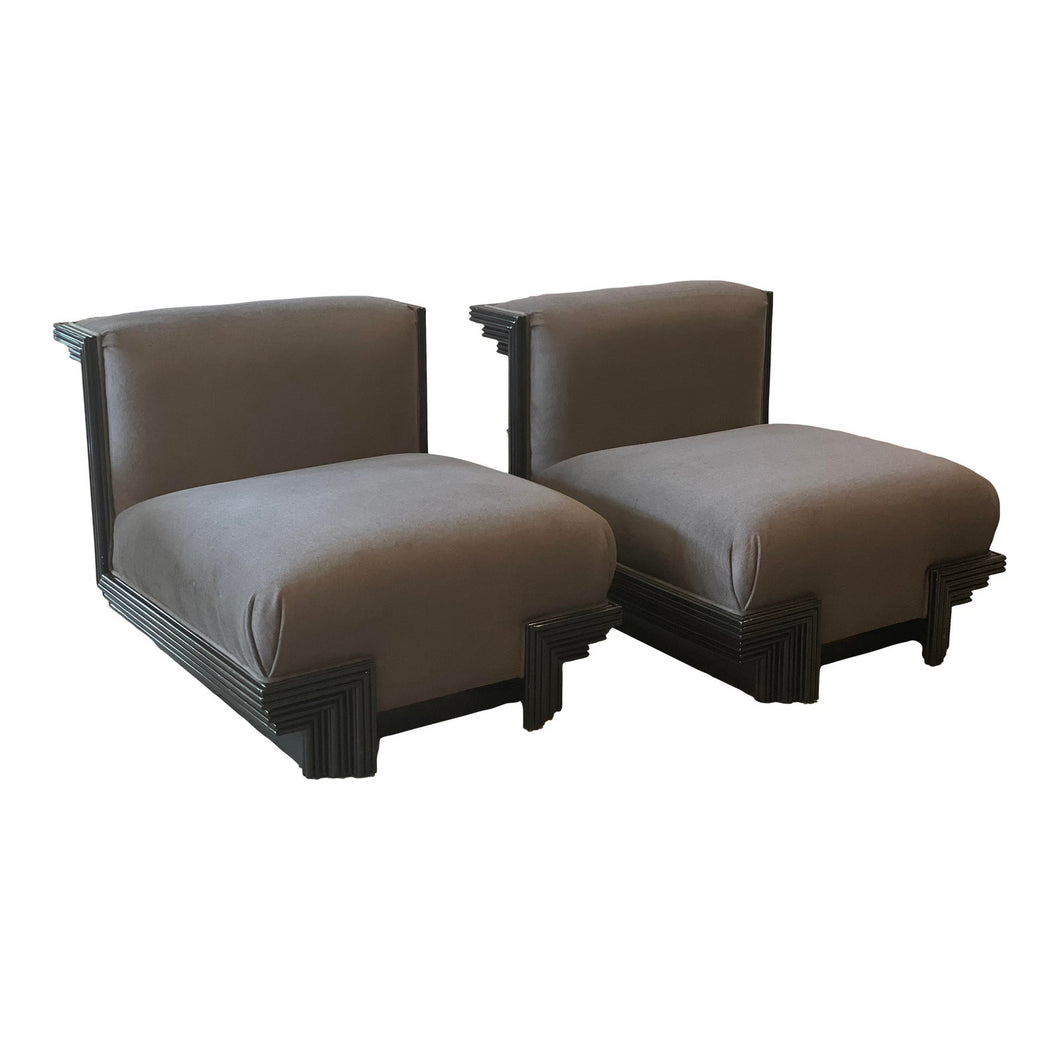 1970s Modern Slipper Chairs In the Manner of James Mont - a Pair