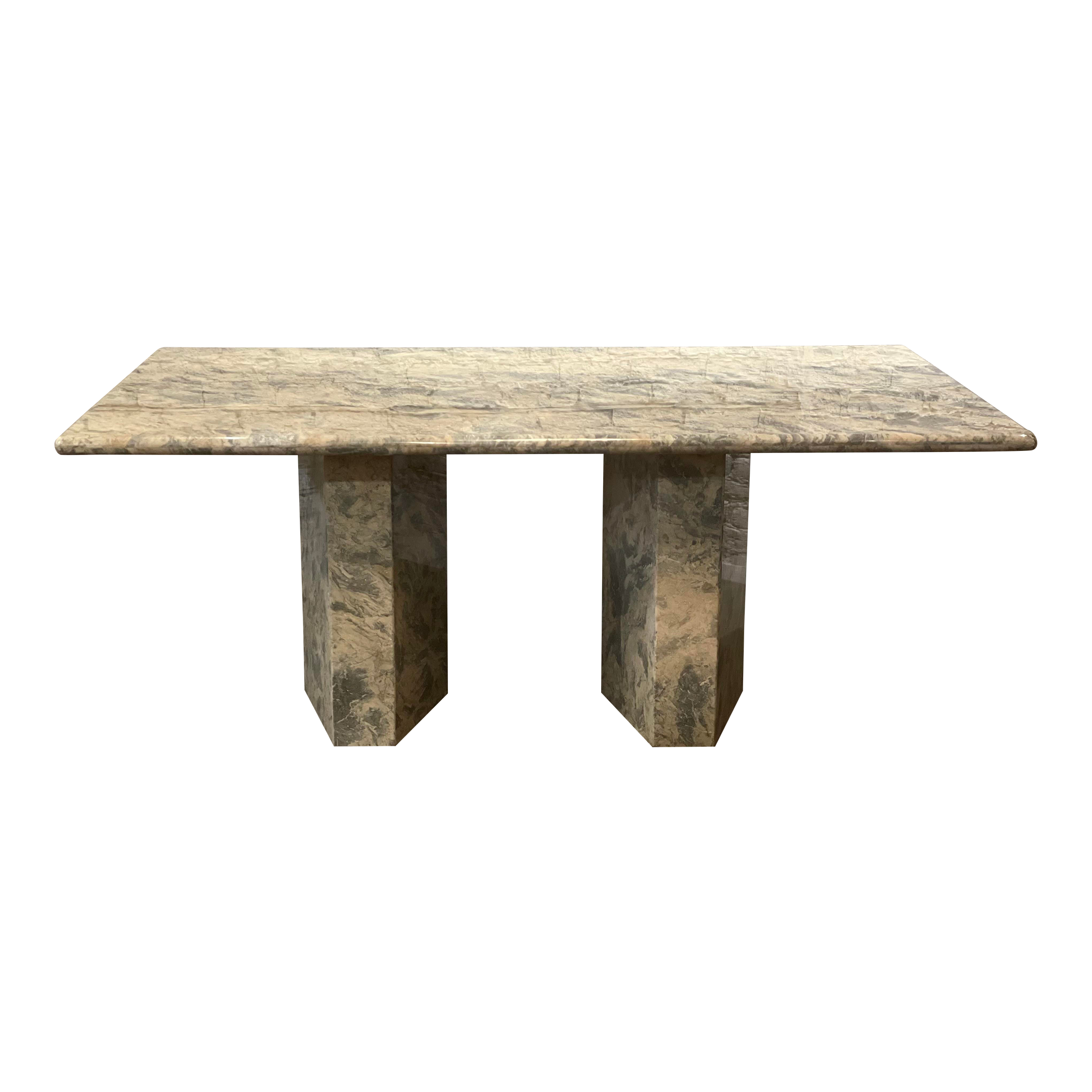 1980s Blue Gray Marble Vintage Postmodern Dining Table