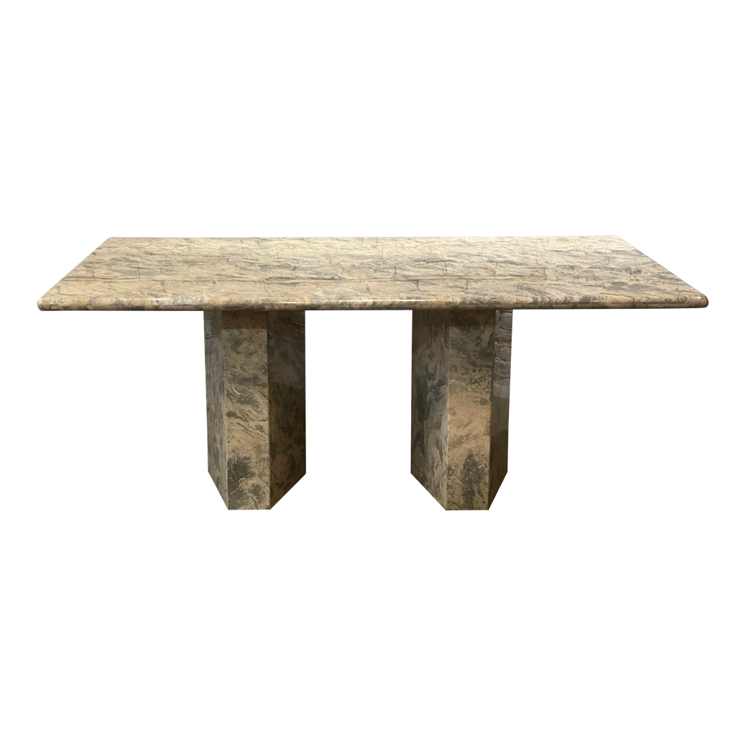 1980s Blue Gray Marble Vintage Postmodern Dining Table