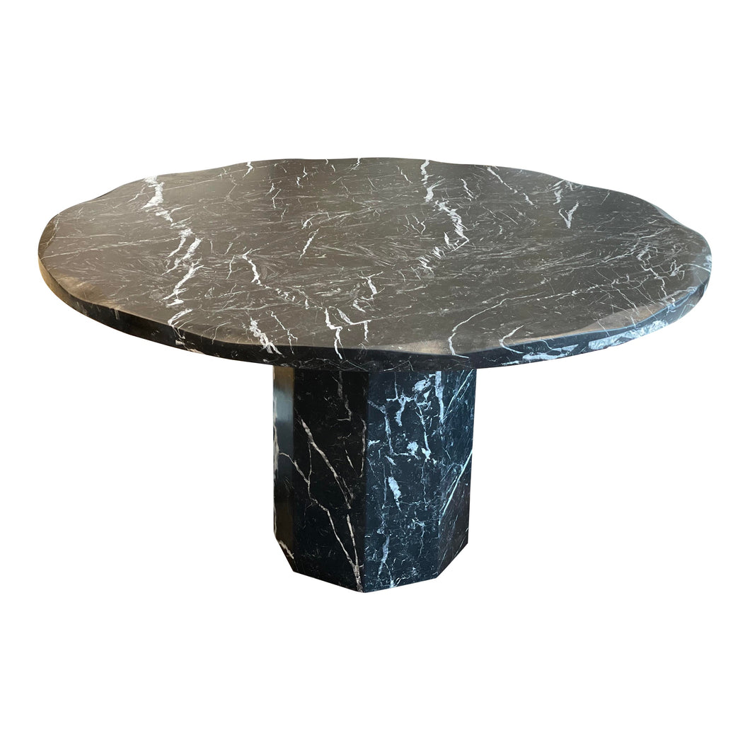 1980s Nero Marquina Marble Postmodern Dining Table