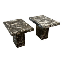 Cargar imagen en el visor de la galería, 1980s Nero Portoro Marble Vintage Side Tables - a Pair
