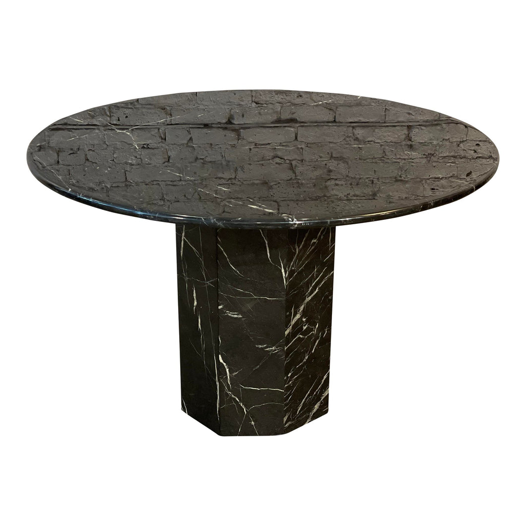 1980s Postmodern Nero Marquina Marble Dining Table