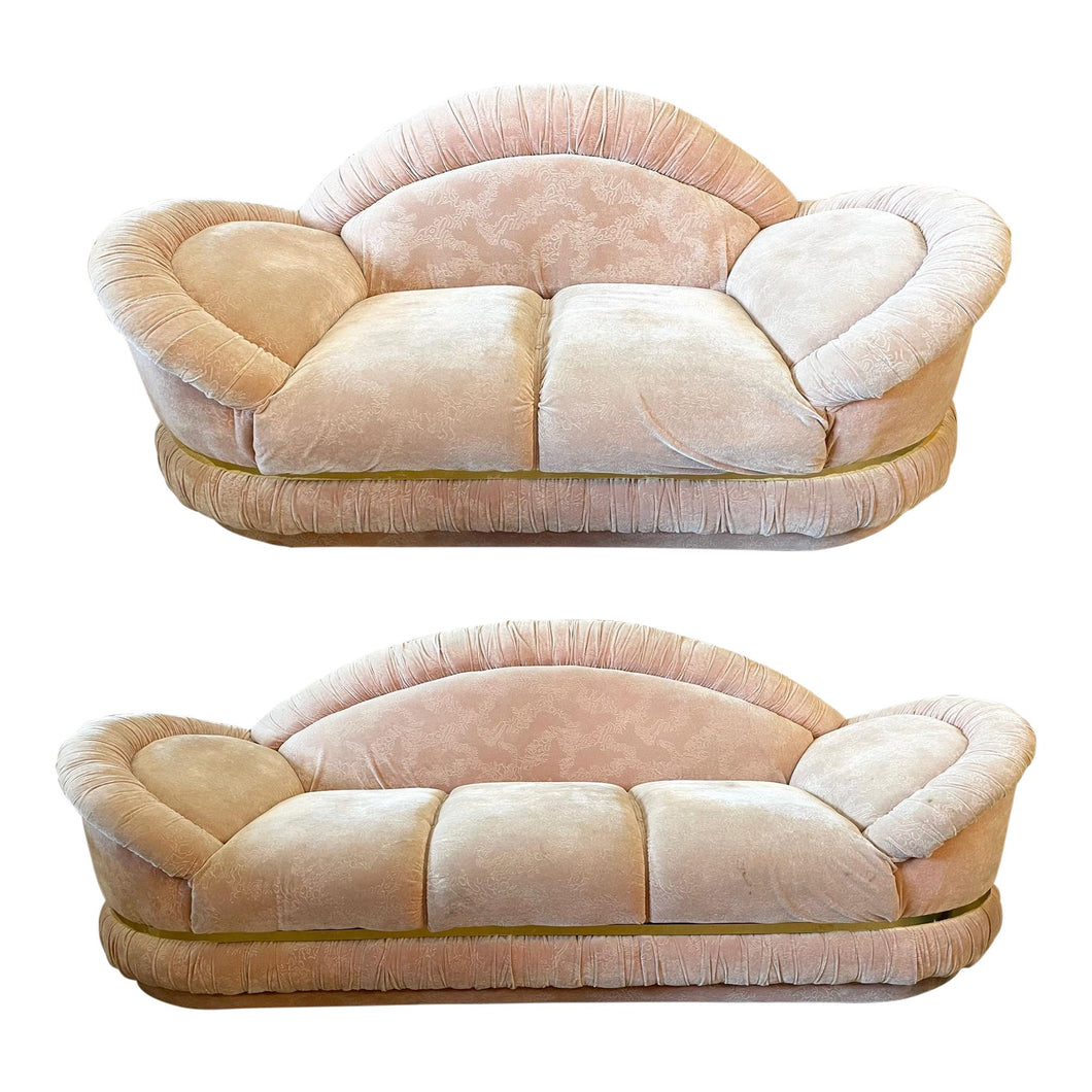 1980s Postmodern Sofa Set With Brass Detailing - 2 Pieces