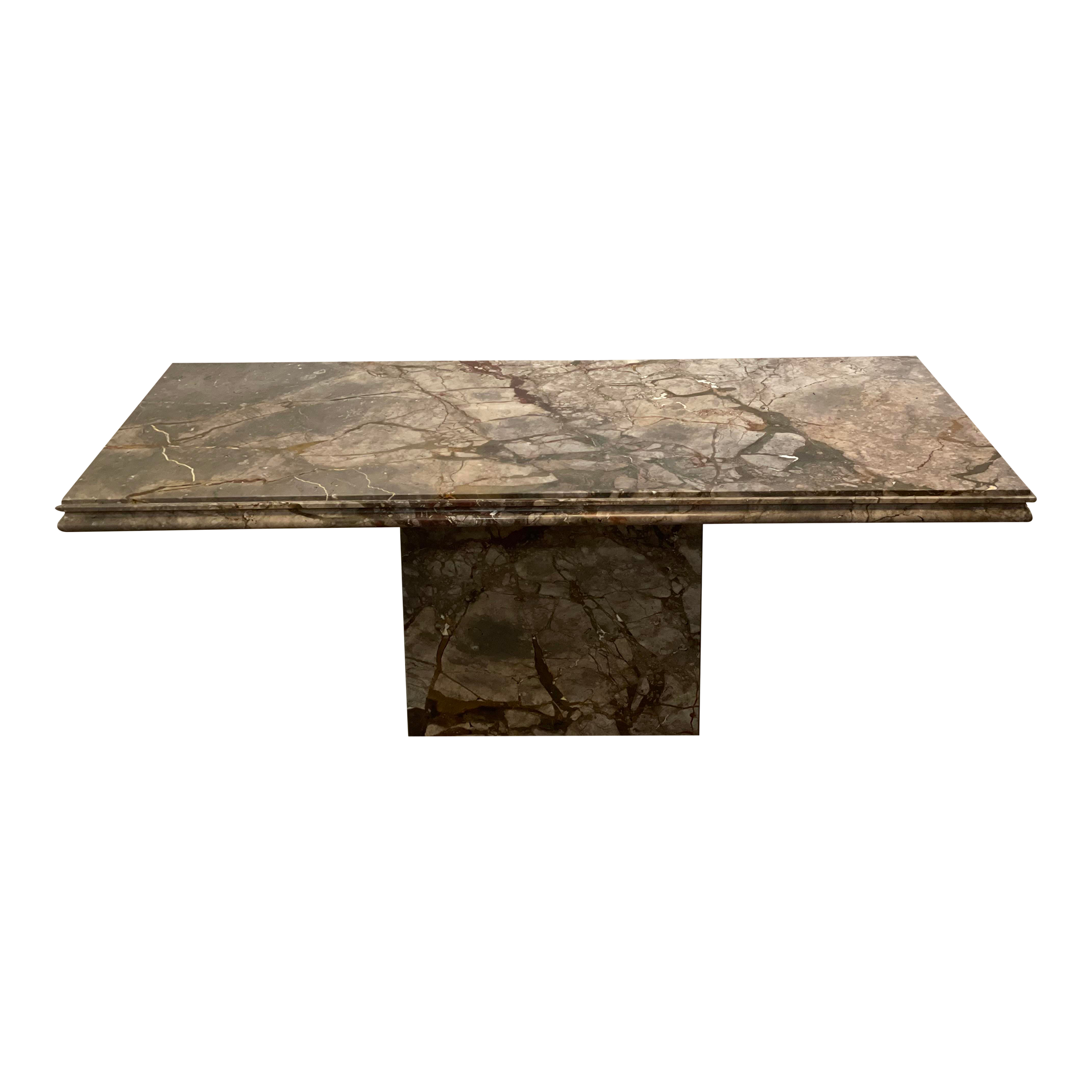 1980s Postmodern Vintage Italian Emperado Marble Honed Dining Table