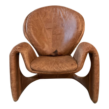 Load image into Gallery viewer, 1980s Sculptural Postmodern Distressed Leather Chair
