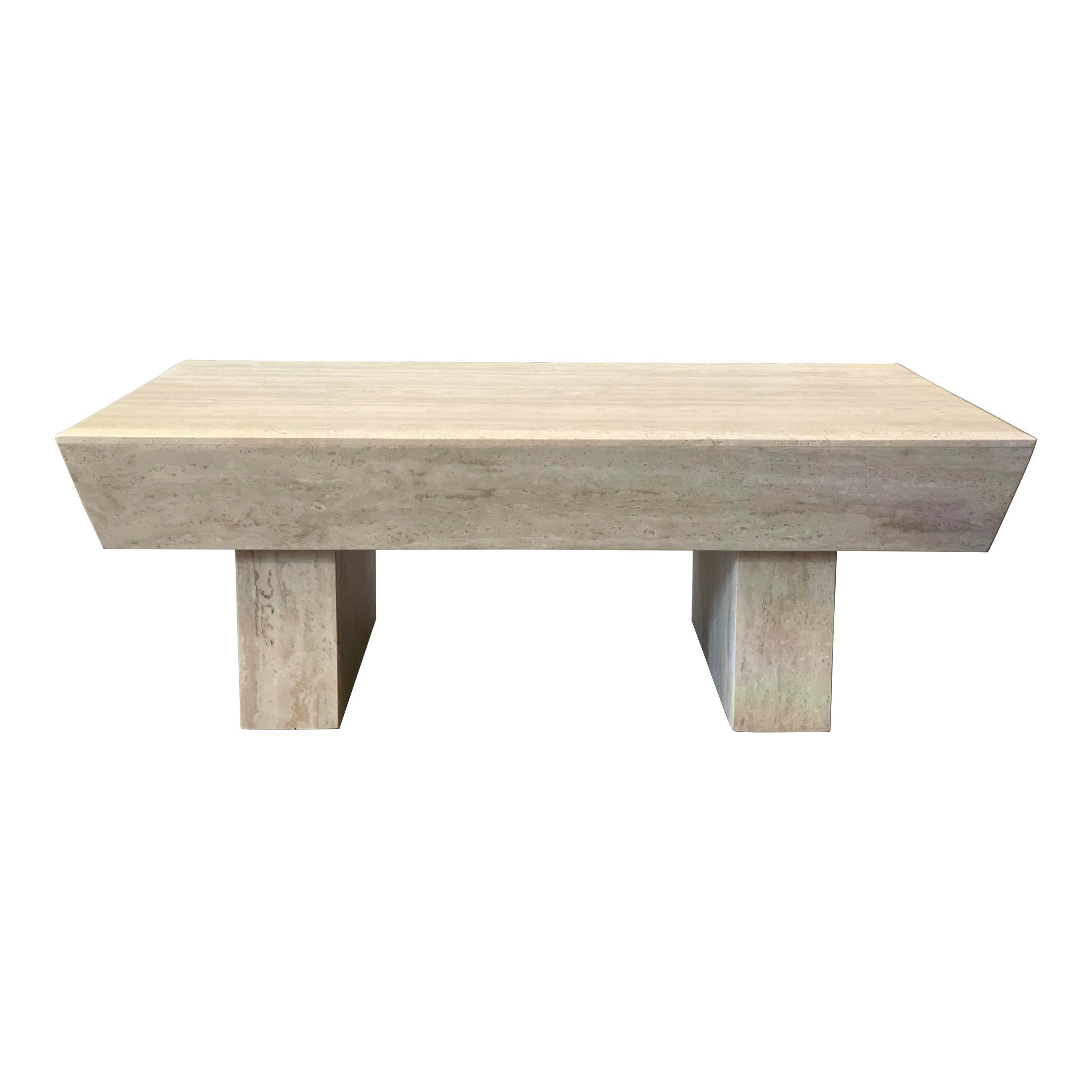 1980s Travertine Postmodern Vintage Coffee Table With Angled Edge