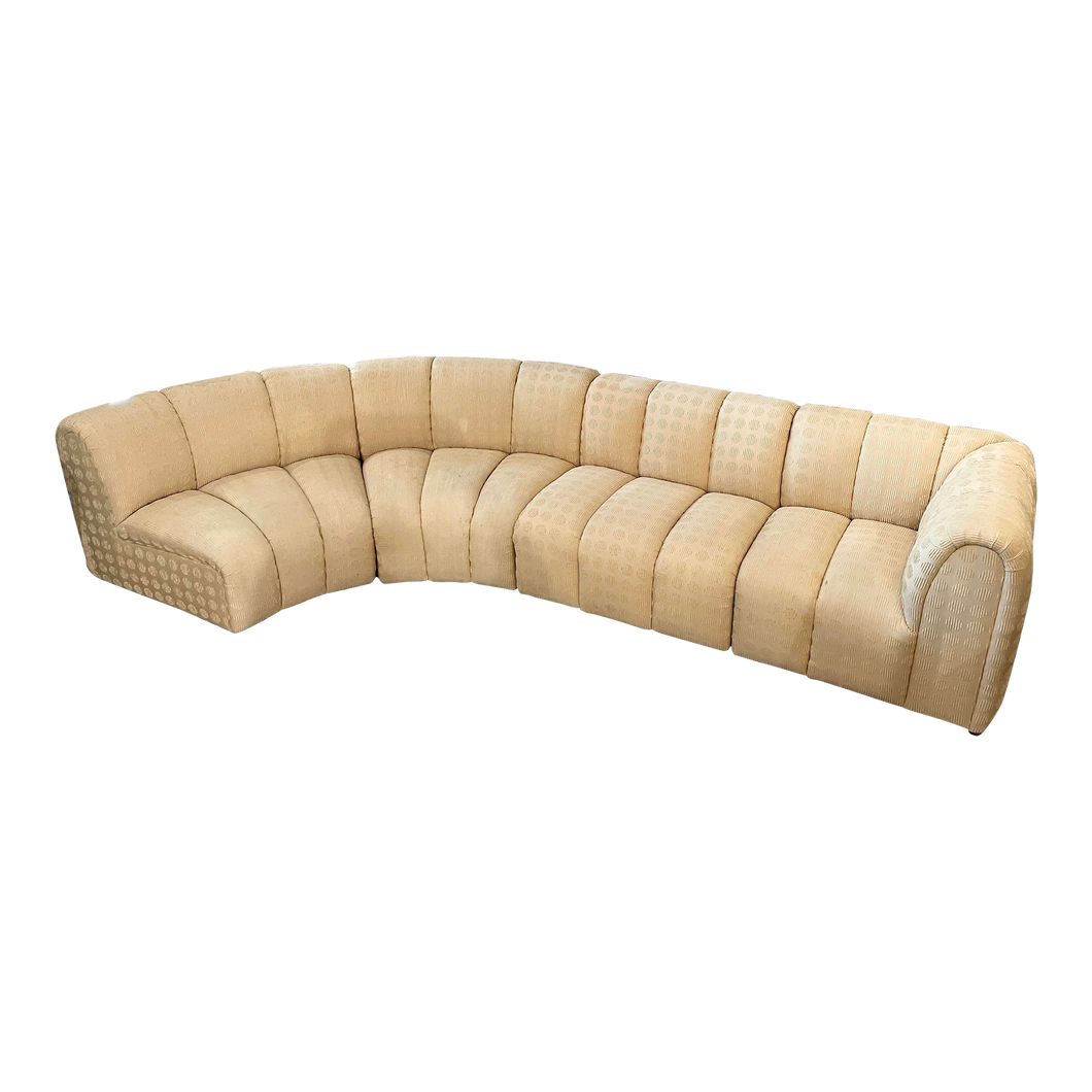 1980s Vintage Channeled Sectional Sofa
