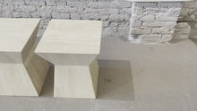 Load and play video in Gallery viewer, 1980s Travertine Angled Postmodern Vintage Side Tables - a Pair
