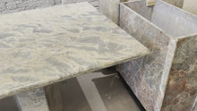 Load and play video in Gallery viewer, 1980s Blue Gray Marble Vintage Postmodern Dining Table
