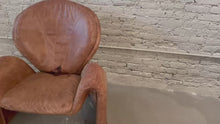 Cargar y reproducir el video en el visor de la galería, 1980s Sculptural Postmodern Distressed Leather Chair
