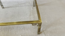 Load and play video in Gallery viewer, 1970s Mastercraft Greek Key Brass and Glass Vintage Coffee Table
