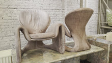 Load and play video in Gallery viewer, Vintage Distressed Leather Sculptural Chairs - a Pair
