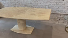 Load and play video in Gallery viewer, 1980s Postmodern Travertine Pedestal Base Dining Table
