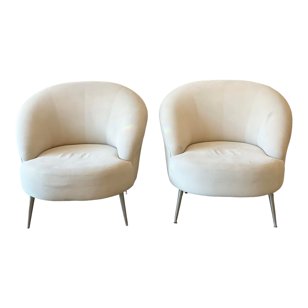 Oversized Postmodern Directional Lounge Chairs - a Pair