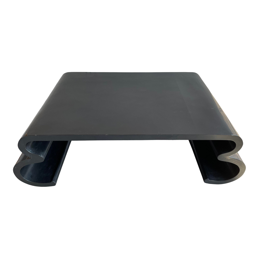 Postmodern Memphis Black Lacquer Coffee Table