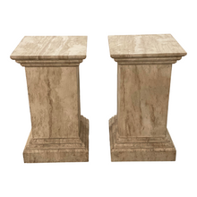 Load image into Gallery viewer, Vintage 1980s Travertine Pedestals - a Pair
