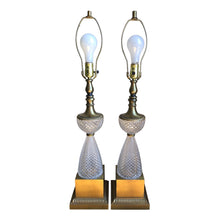 Cargar imagen en el visor de la galería, 1960s Italian Lead Crystal Brass Lamps - a Pair
