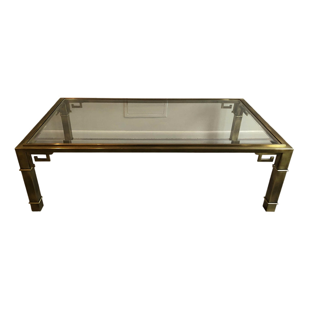 1970s Greek Key Brass Coffee Table in the Manner of Mastercraft