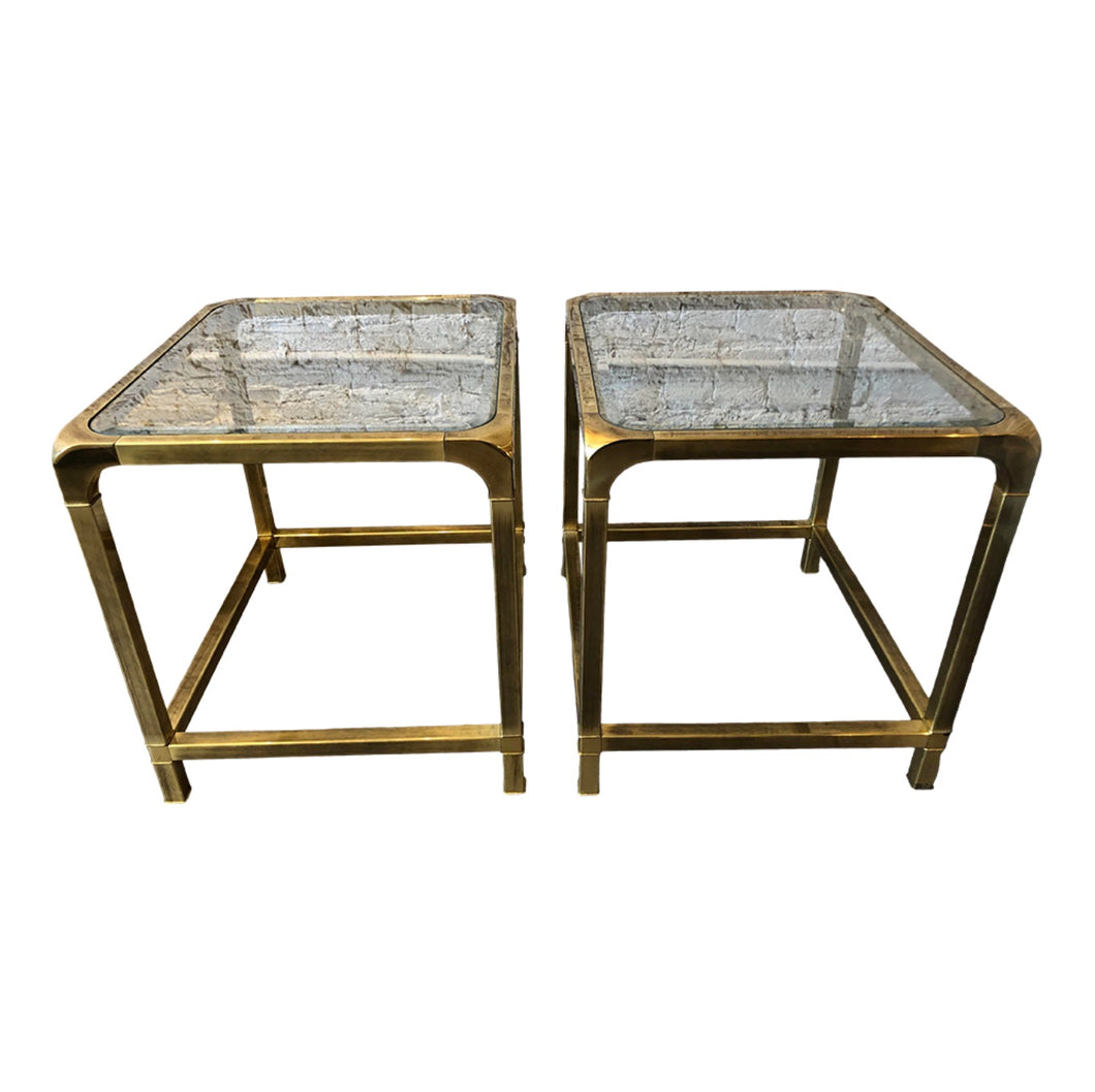 1970s Mastercraft Brass Side Tables - a Pair