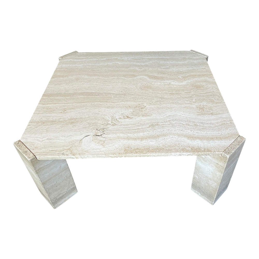 Postmodern Travertine Coffee Table With Diagonal Legs