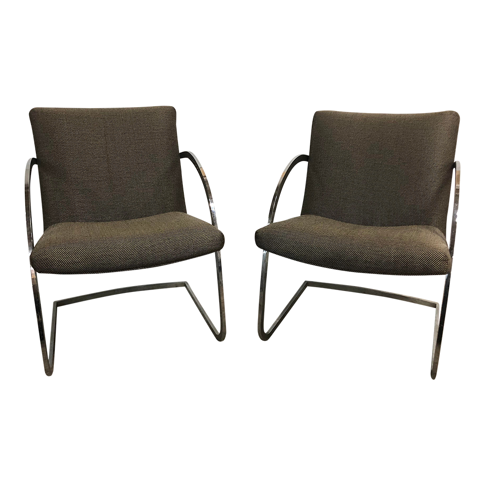 1960s Mid-Century Chrome Tubular Chairs - a Pair