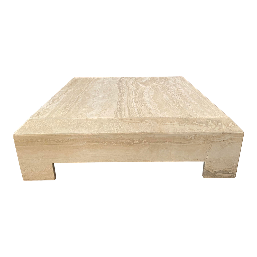 Postmodern Travertine Coffee Table With Ming Style Legs