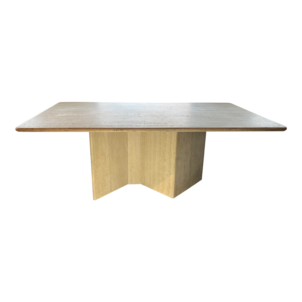 1980s Postmodern Travertine Dining Table With Zig Zag Base