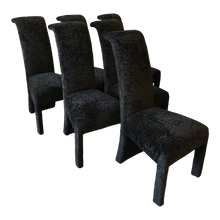 Cargar imagen en el visor de la galería, Postmodern Black Persian Lamb Boucle Dining Chairs - Set of 6
