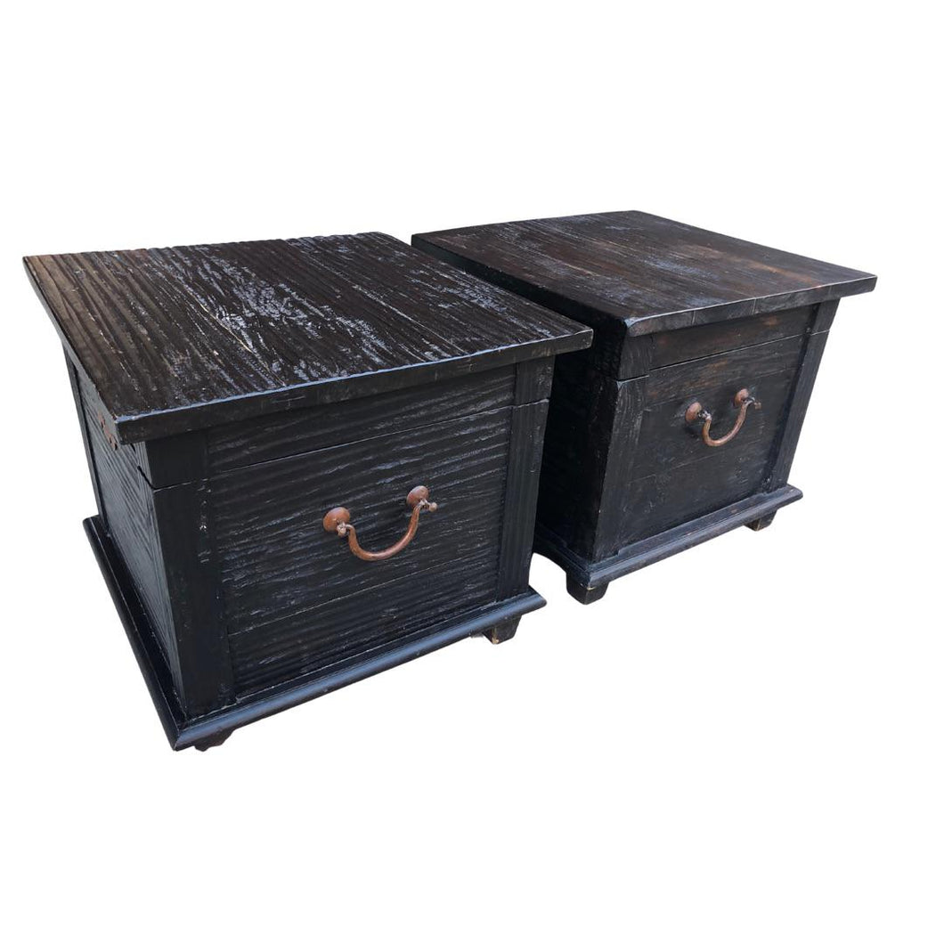 Antique Trunk Chest Side Tables - a Pair