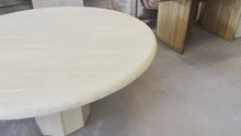 Load and play video in Gallery viewer, 1970s Travertine Postmodern Vintage Honed Round Dining Table
