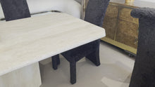 Load and play video in Gallery viewer, 1970s Postmodern Travertine Dining Table With Angled Edge Top and Base
