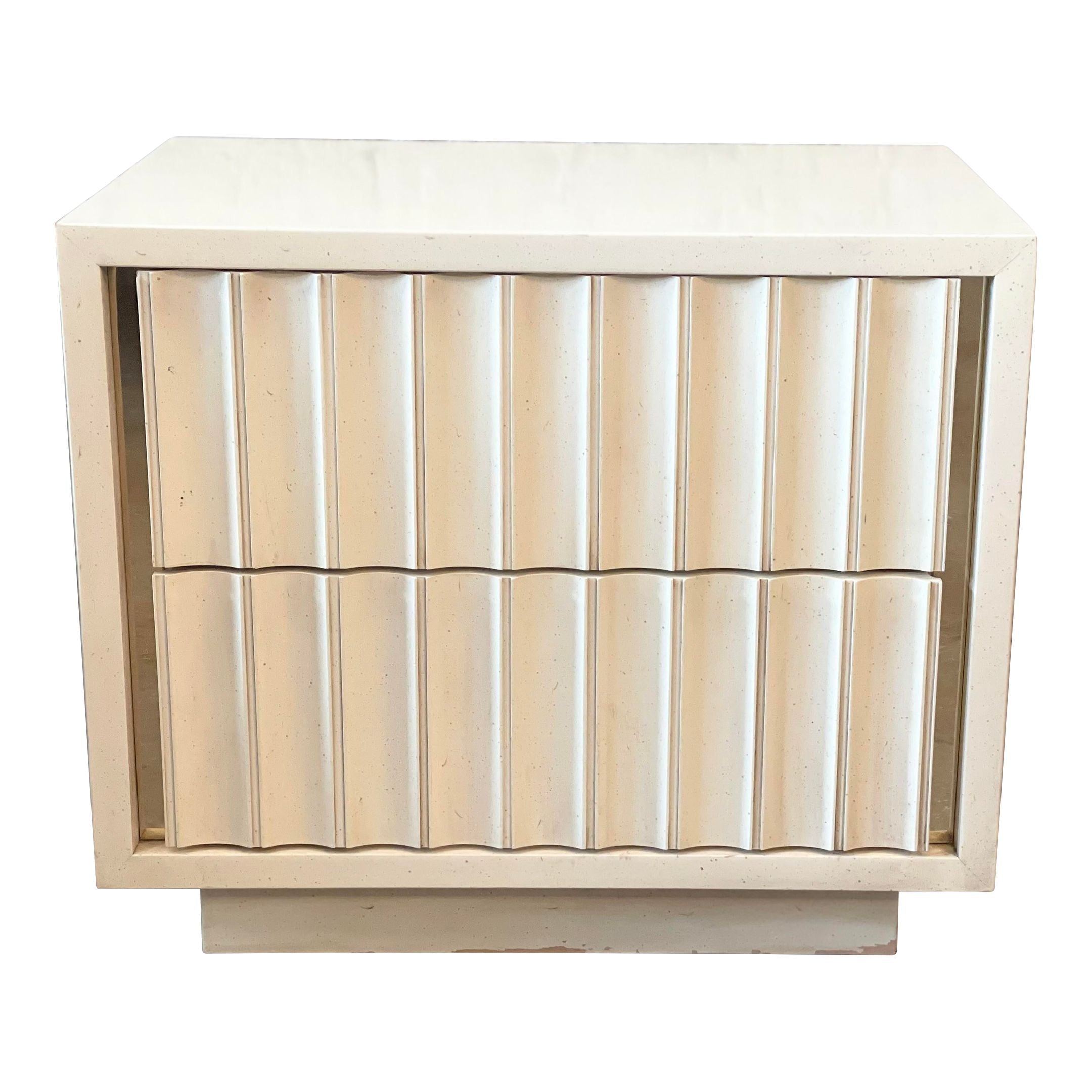 Postmodern Vintage Nightstand With Fluted and Brass Detailing