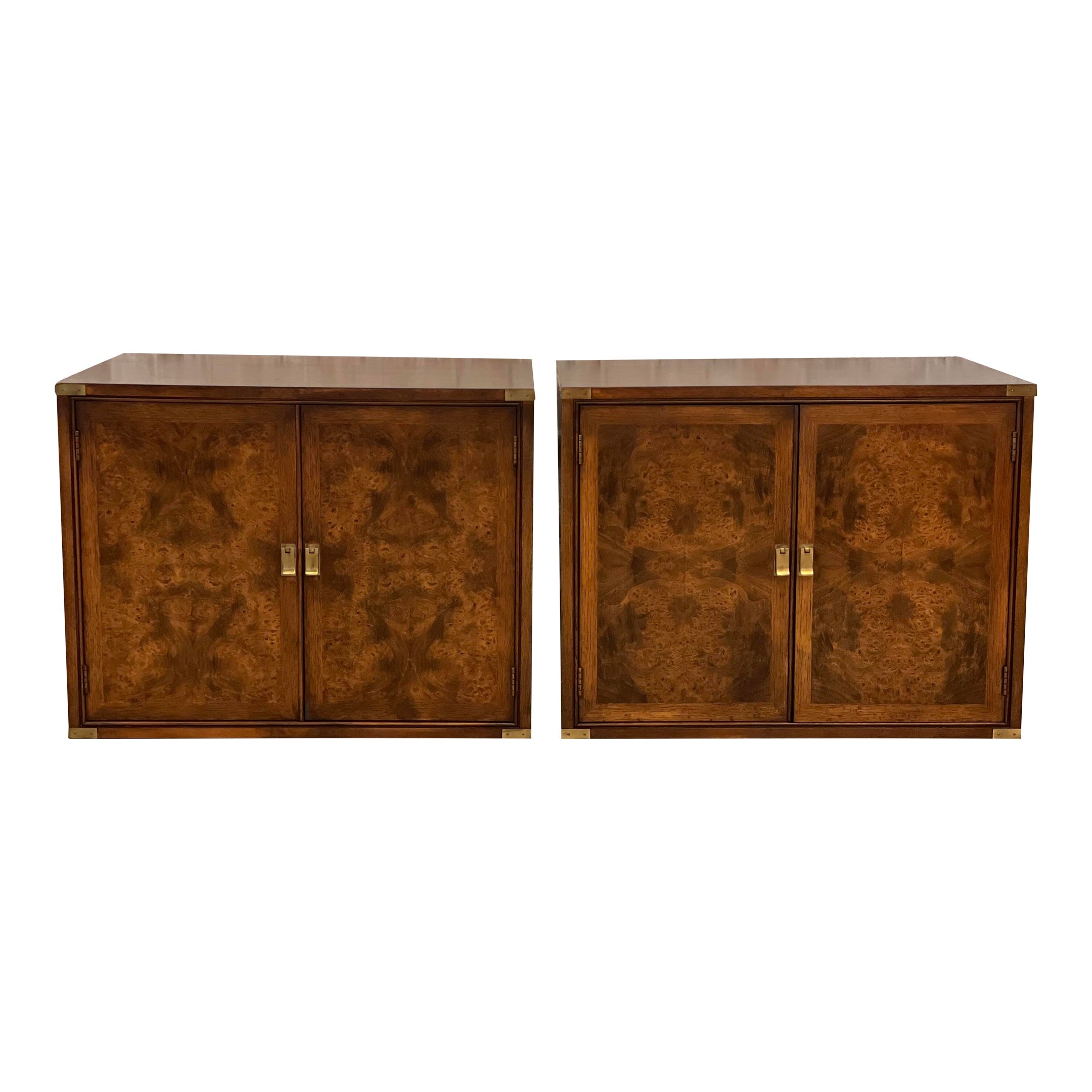 Vintage 1970s Burled Wood Nightstands - a Pair