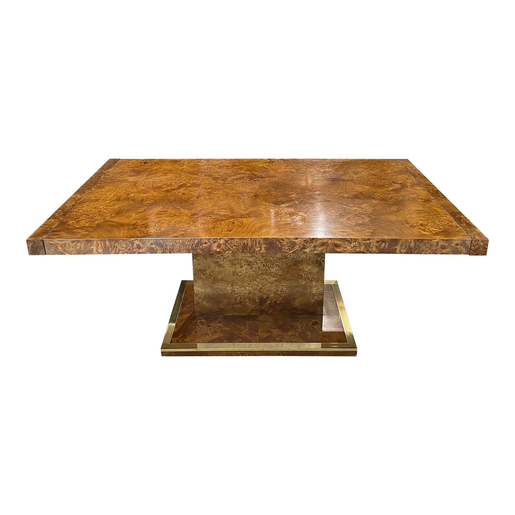 Vintage Burled Wood Extension Dining Table 1970s in the Manner of Milo Baughman