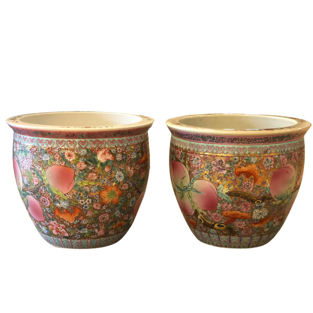 Vintage Chinese Porcelain Jardinere - a Pair