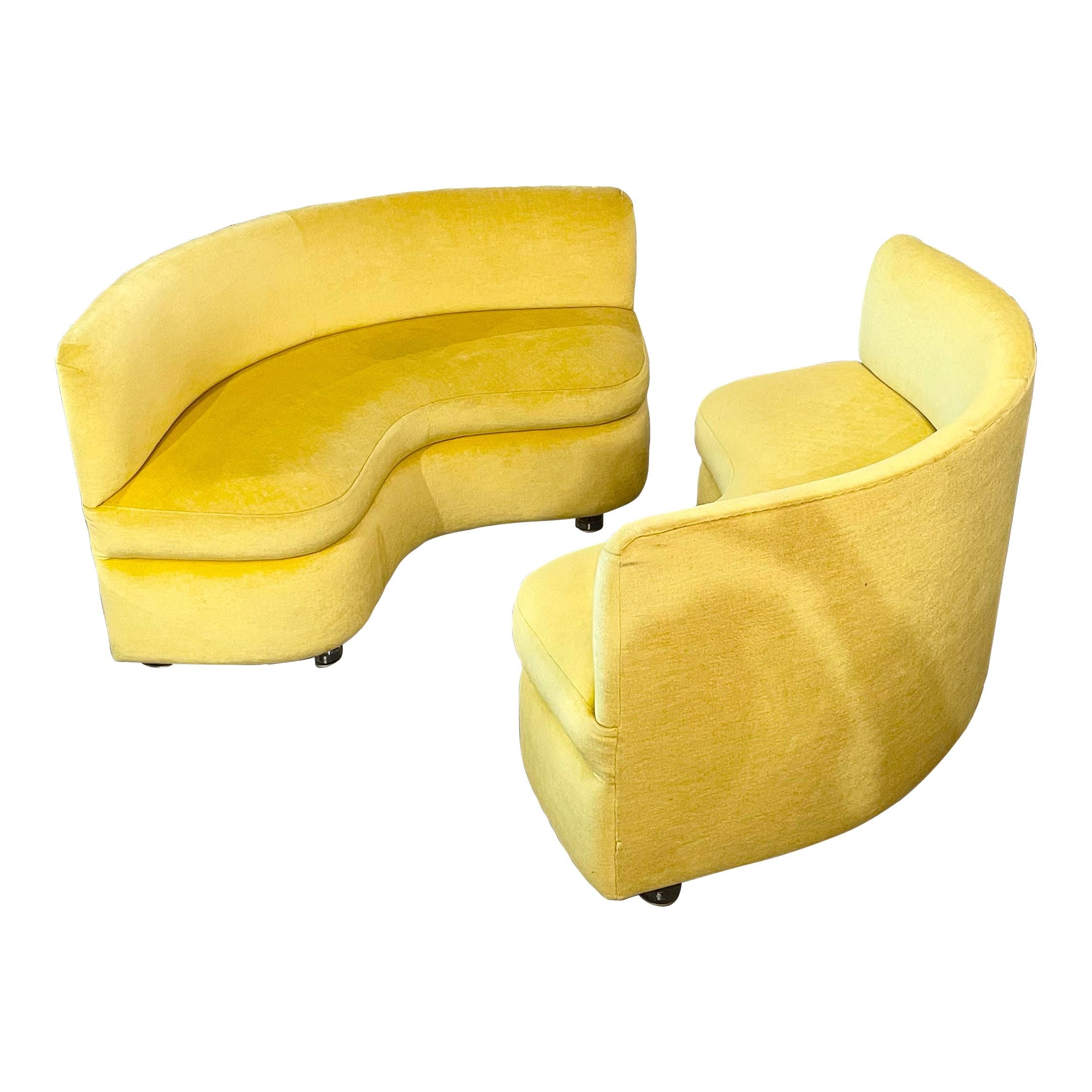 Vintage Curve Loveseats Banquette Sofas - a Pair