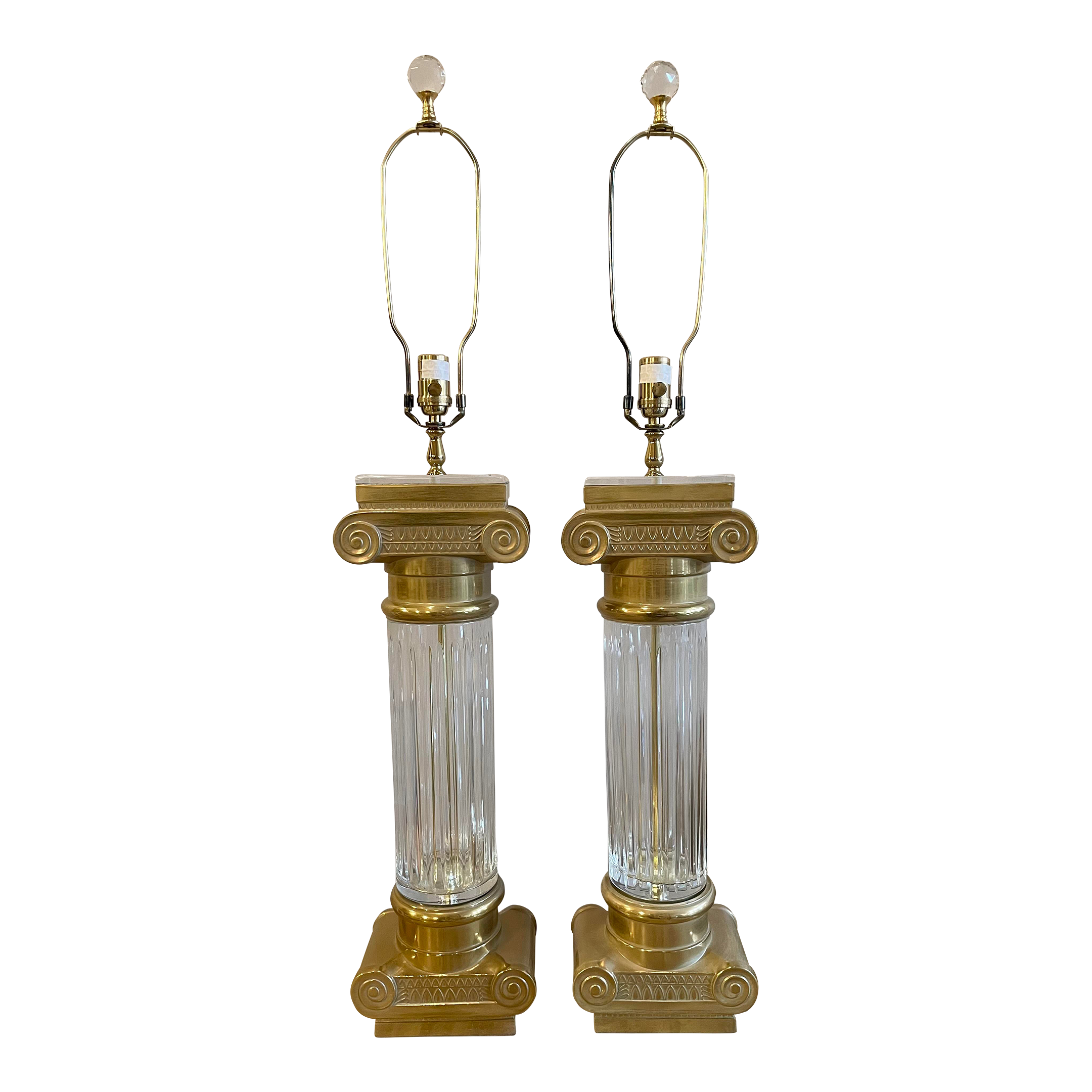 Vintage Oversized Brass and Crystal Lamps