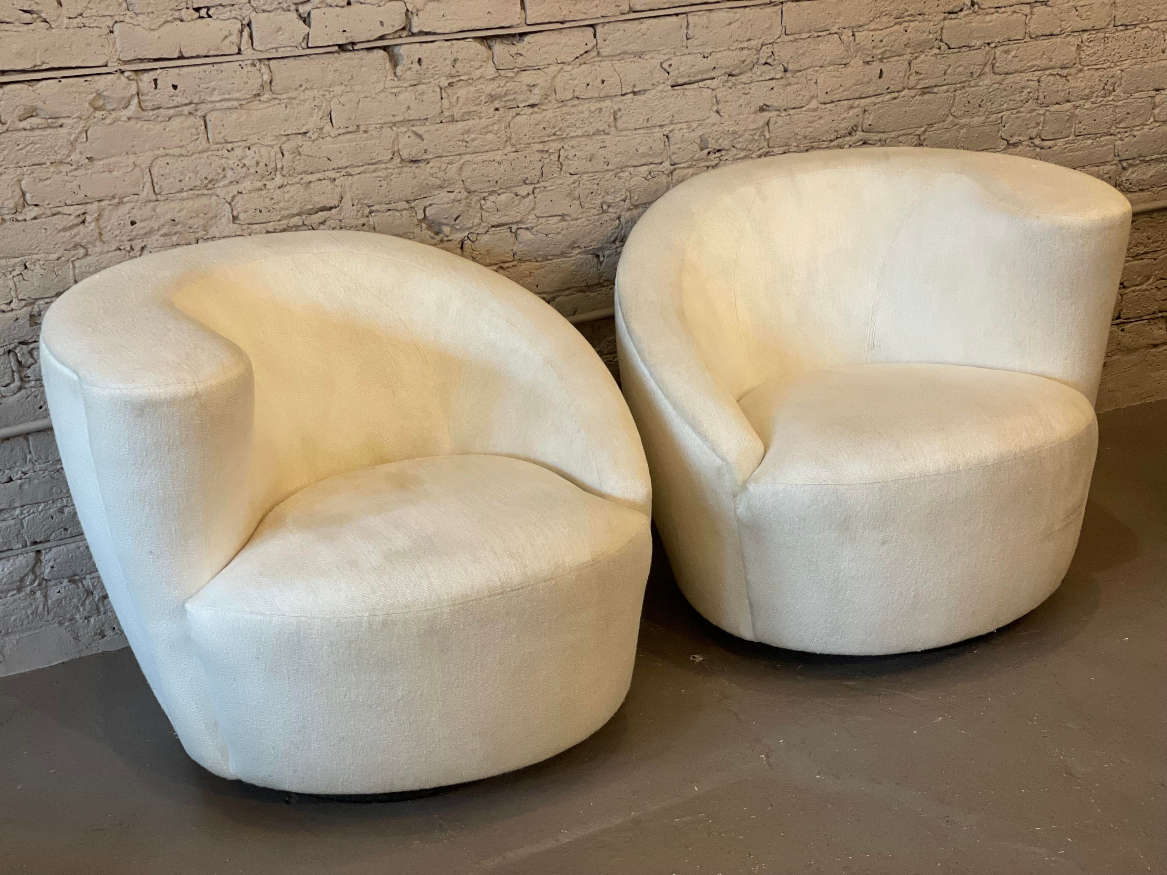 Vladimir Kagan Nautilus Corkscrew Swivel Chair - a Pair