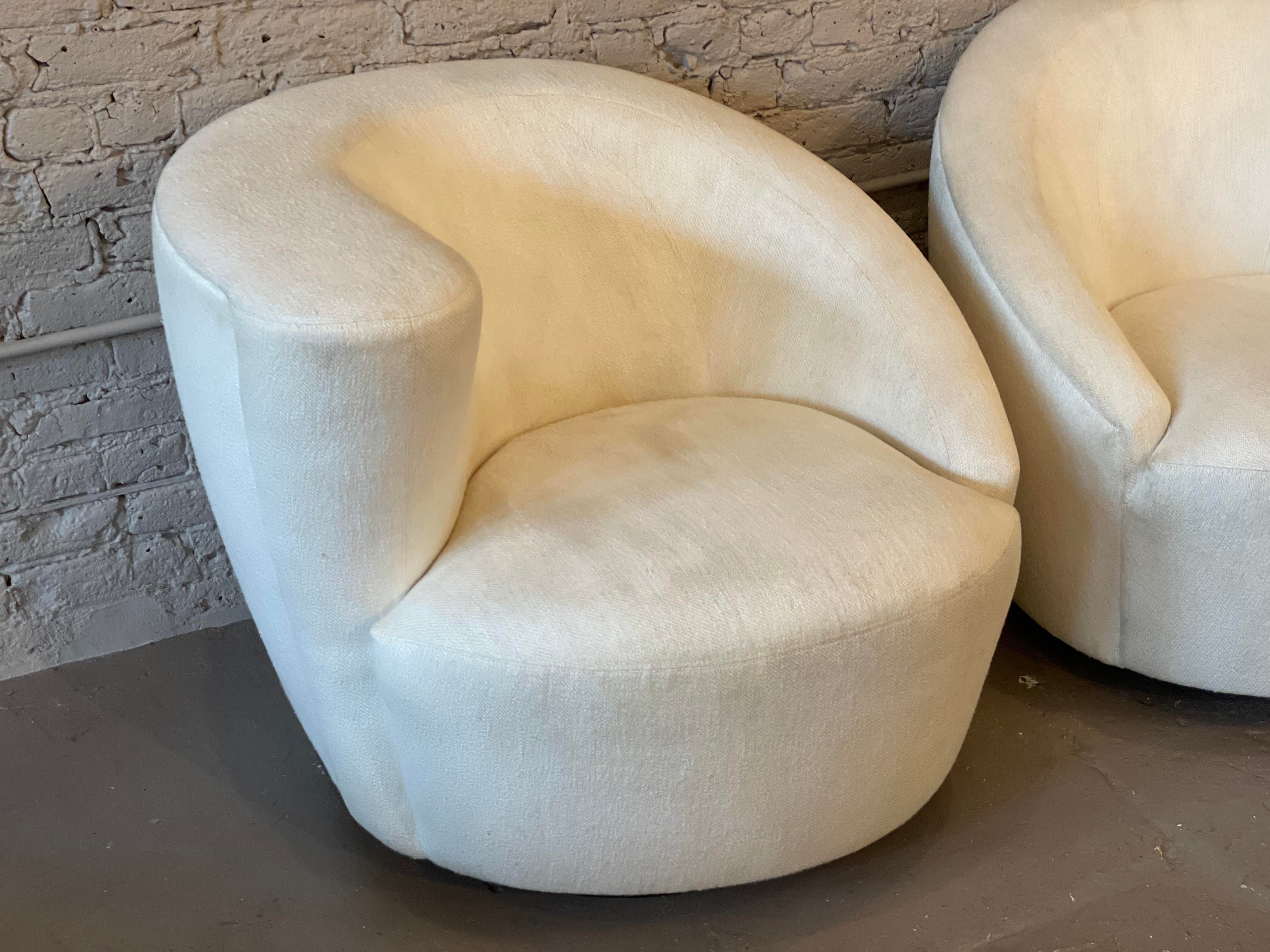 Vladimir Kagan Nautilus Corkscrew Swivel Chair - a Pair