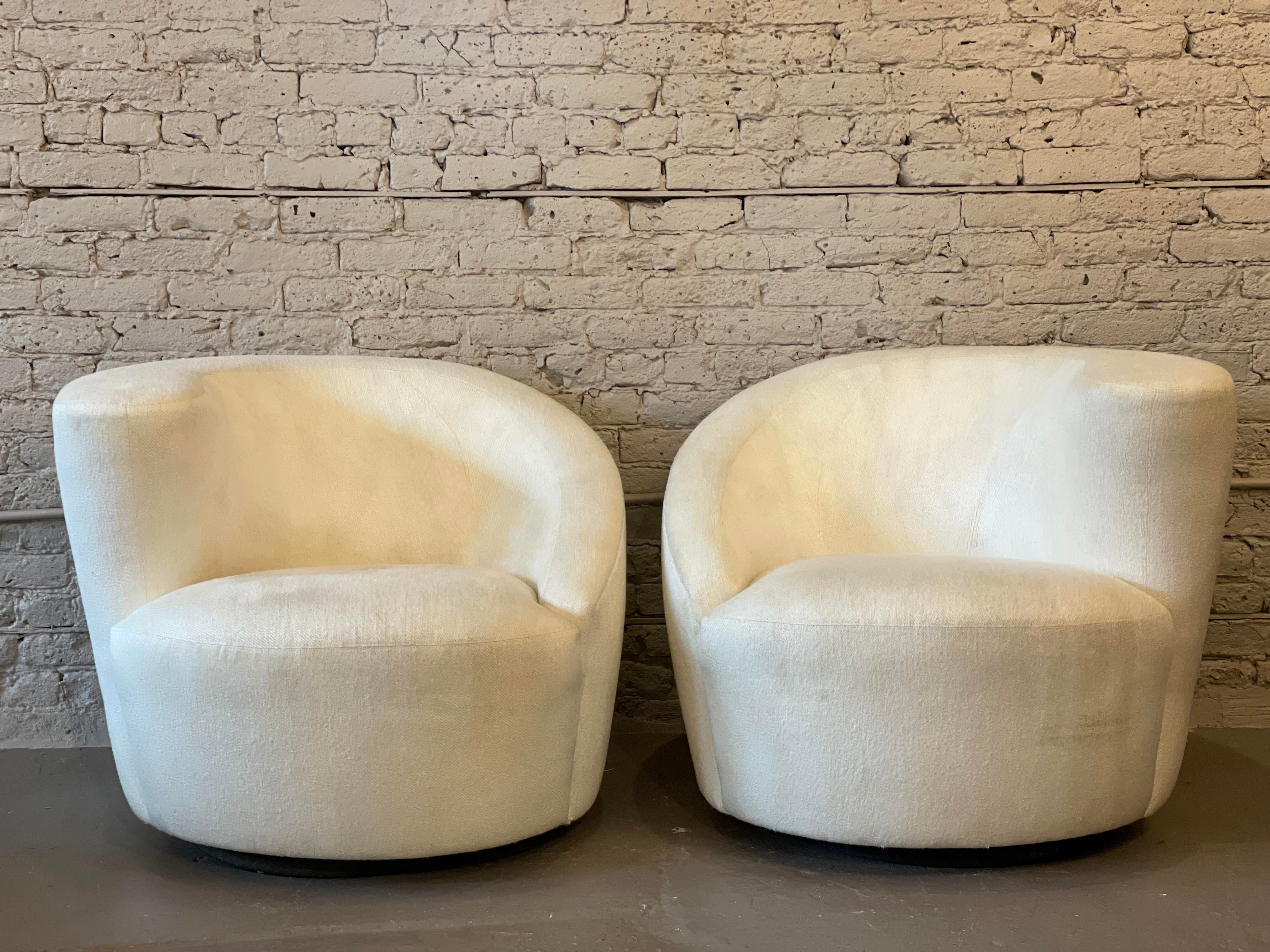 Vladimir Kagan Nautilus Corkscrew Swivel Chair - a Pair